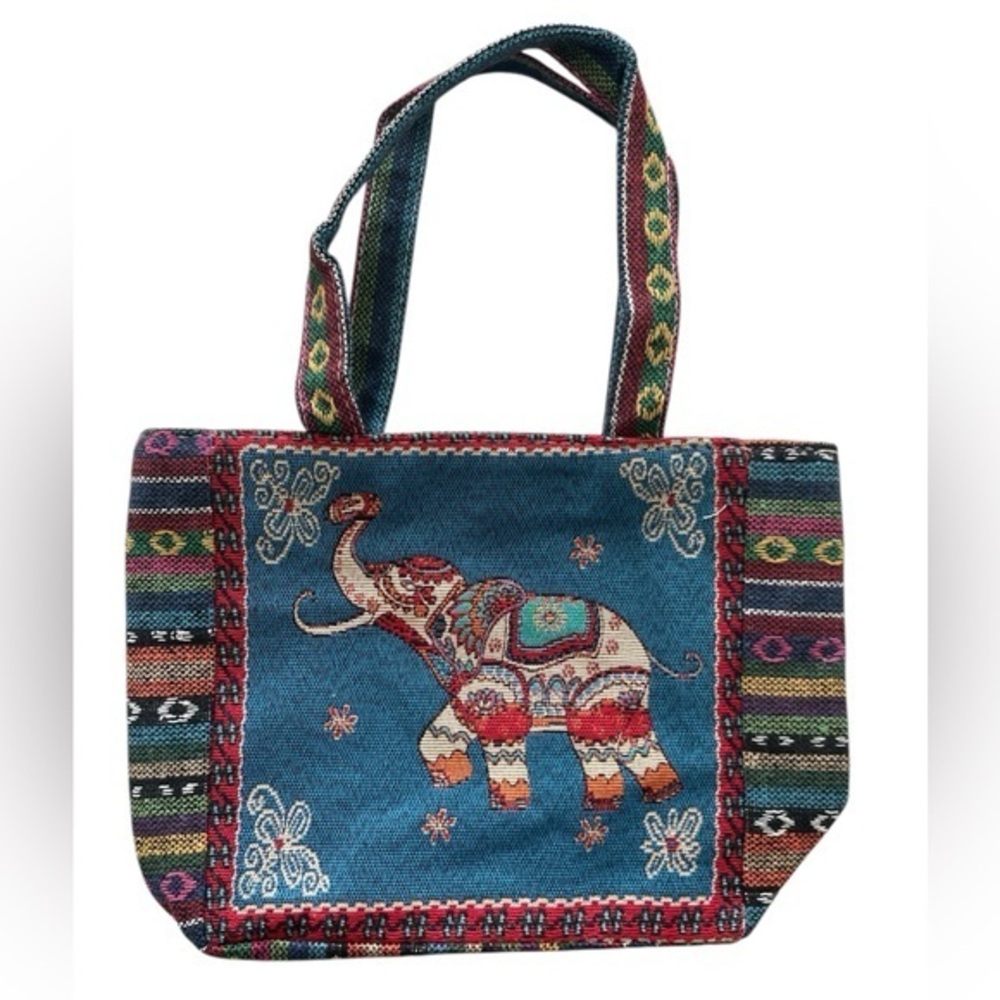 Colorful Elephant Pattern Tote Bag